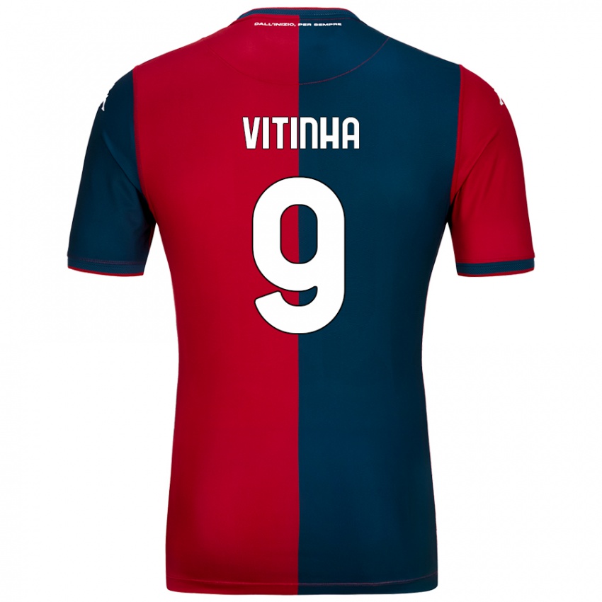 Enfant Maillot Vitinha #9 Rouge Bleu Foncé Tenues Domicile 2024/25 T-Shirt Belgique