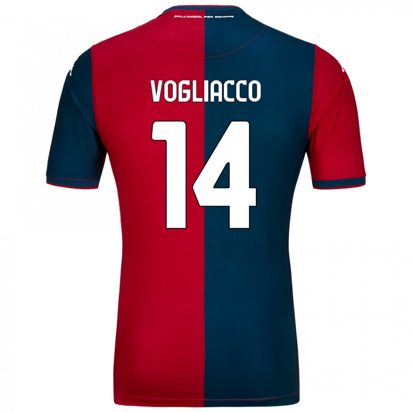 Enfant Maillot Alessandro Vogliacco #14 Rouge Bleu Foncé Tenues Domicile 2024/25 T-Shirt Belgique