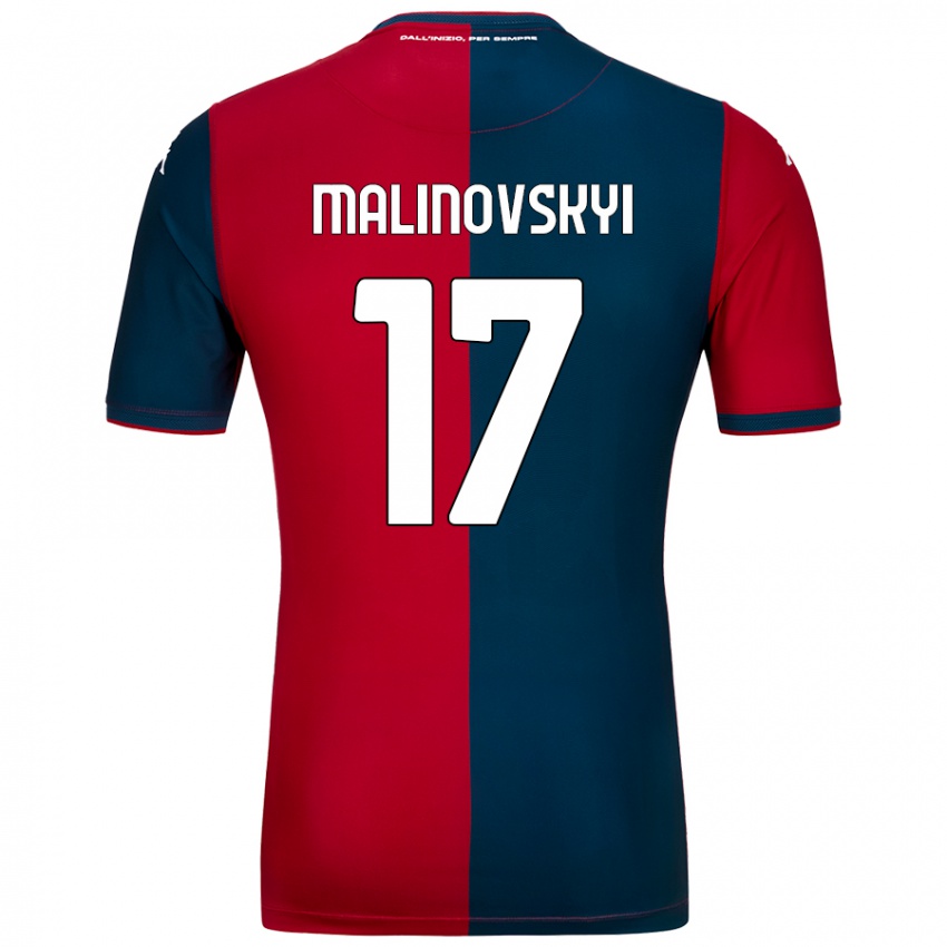 Enfant Maillot Ruslan Malinovskyi #17 Rouge Bleu Foncé Tenues Domicile 2024/25 T-Shirt Belgique