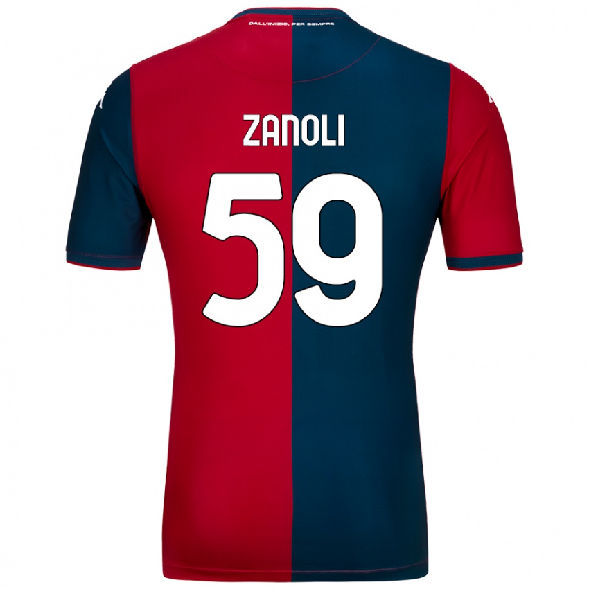 Enfant Maillot Alessandro Zanoli #59 Rouge Bleu Foncé Tenues Domicile 2024/25 T-Shirt Belgique