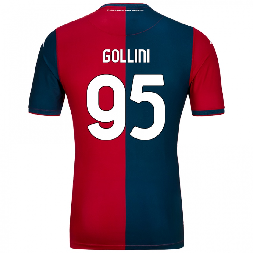 Enfant Maillot Pierluigi Gollini #95 Rouge Bleu Foncé Tenues Domicile 2024/25 T-Shirt Belgique