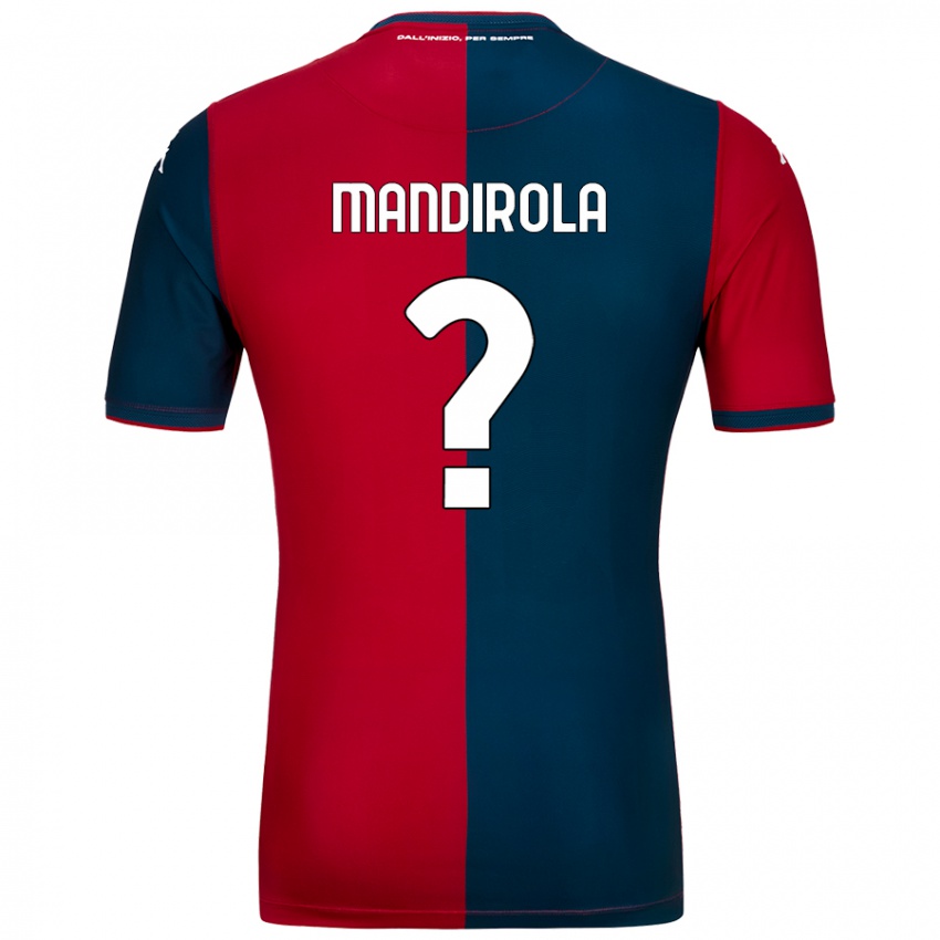 Enfant Maillot Gabriele Mandirola #0 Rouge Bleu Foncé Tenues Domicile 2024/25 T-Shirt Belgique