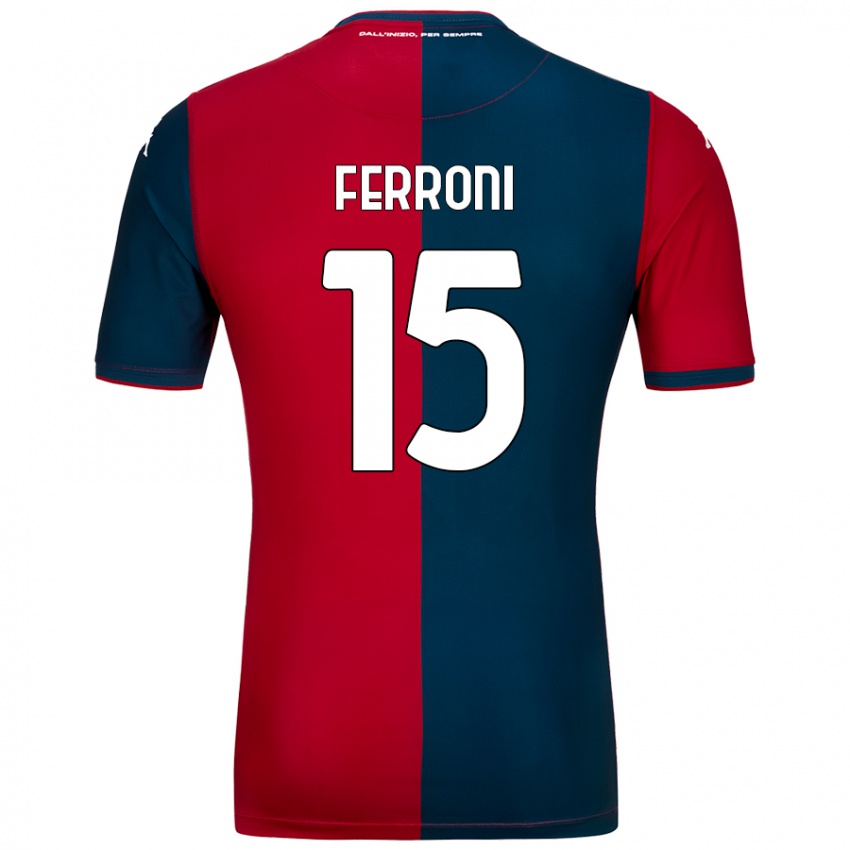 Enfant Maillot Leonardo Ferroni #15 Rouge Bleu Foncé Tenues Domicile 2024/25 T-Shirt Belgique