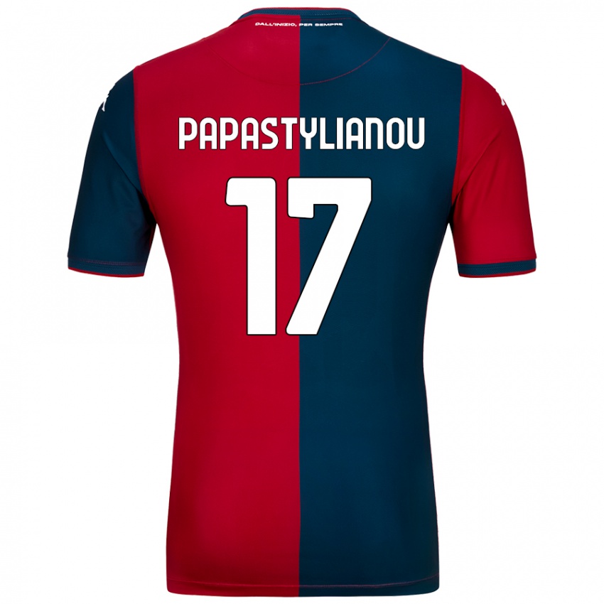 Enfant Maillot Lysandros Andreas Papastylianou #17 Rouge Bleu Foncé Tenues Domicile 2024/25 T-Shirt Belgique