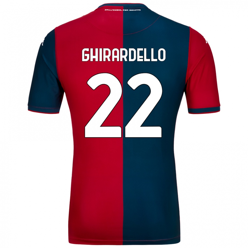 Enfant Maillot Tommaso Ghirardello #22 Rouge Bleu Foncé Tenues Domicile 2024/25 T-Shirt Belgique