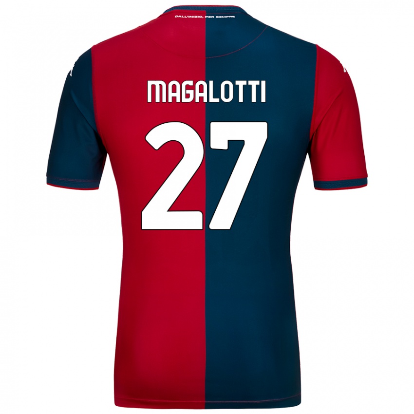 Enfant Maillot Gabriele Magalotti #27 Rouge Bleu Foncé Tenues Domicile 2024/25 T-Shirt Belgique