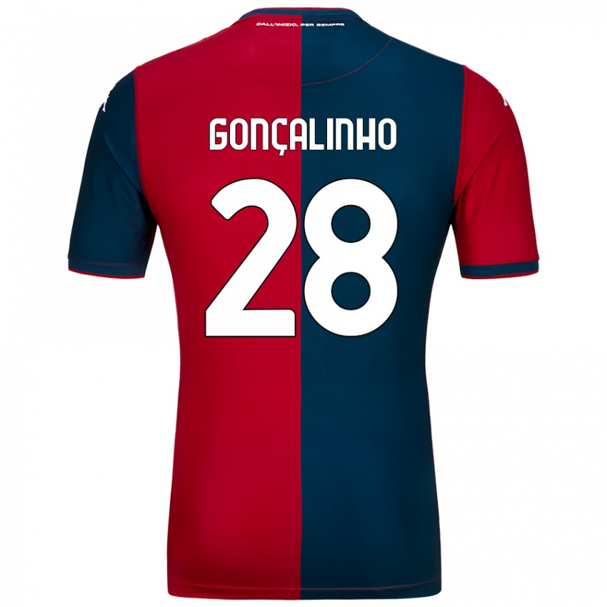 Enfant Maillot João Gonçalinho #28 Rouge Bleu Foncé Tenues Domicile 2024/25 T-Shirt Belgique