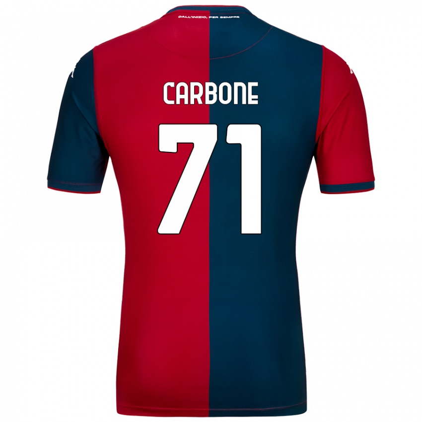 Enfant Maillot Filippo Carbone #71 Rouge Bleu Foncé Tenues Domicile 2024/25 T-Shirt Belgique