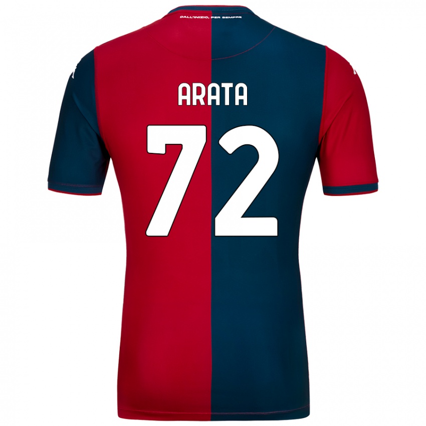 Enfant Maillot Stefano Arata #72 Rouge Bleu Foncé Tenues Domicile 2024/25 T-Shirt Belgique