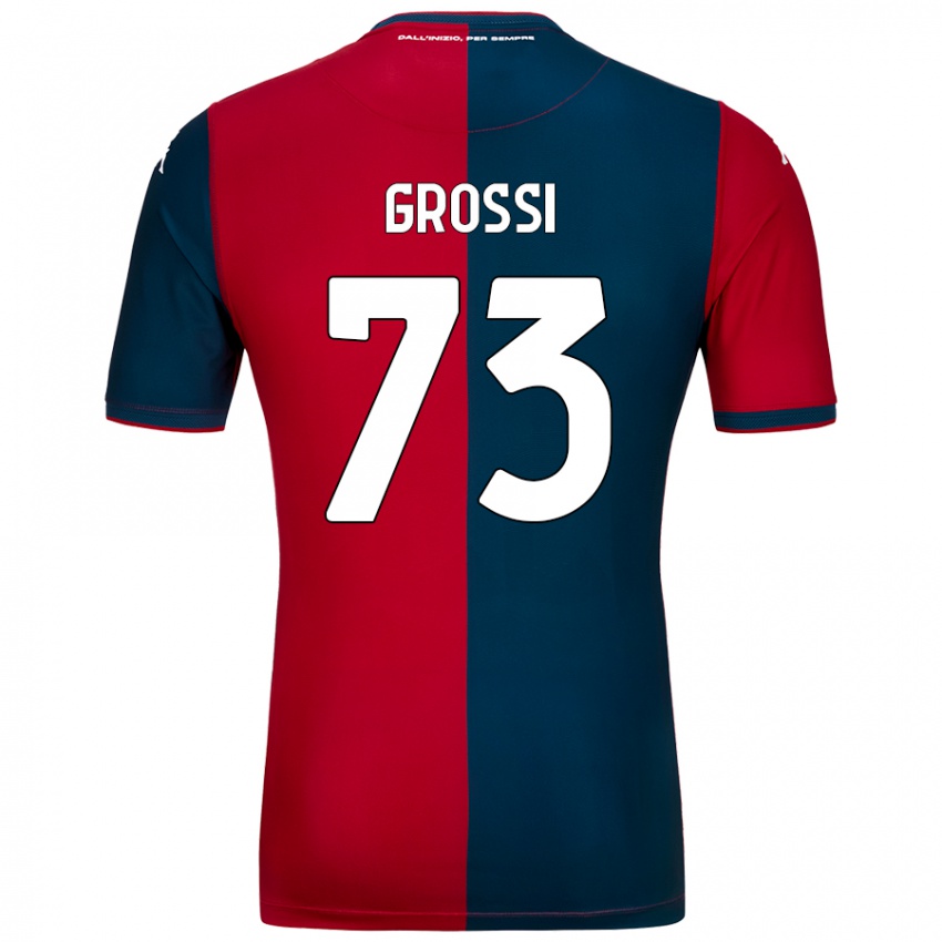 Enfant Maillot Jacopo Grossi #73 Rouge Bleu Foncé Tenues Domicile 2024/25 T-Shirt Belgique