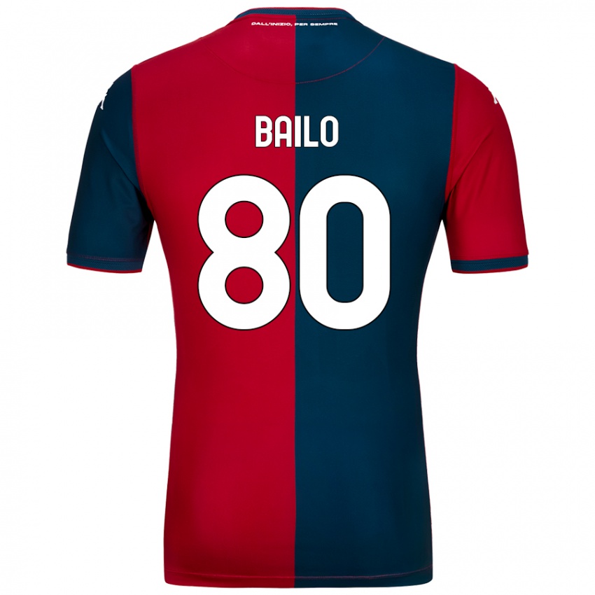 Enfant Maillot Giorgio Bailo #80 Rouge Bleu Foncé Tenues Domicile 2024/25 T-Shirt Belgique