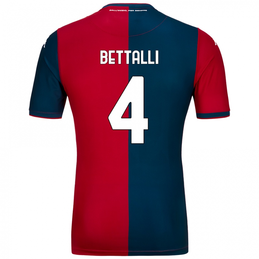 Enfant Maillot Giorgia Bettalli #4 Rouge Bleu Foncé Tenues Domicile 2024/25 T-Shirt Belgique