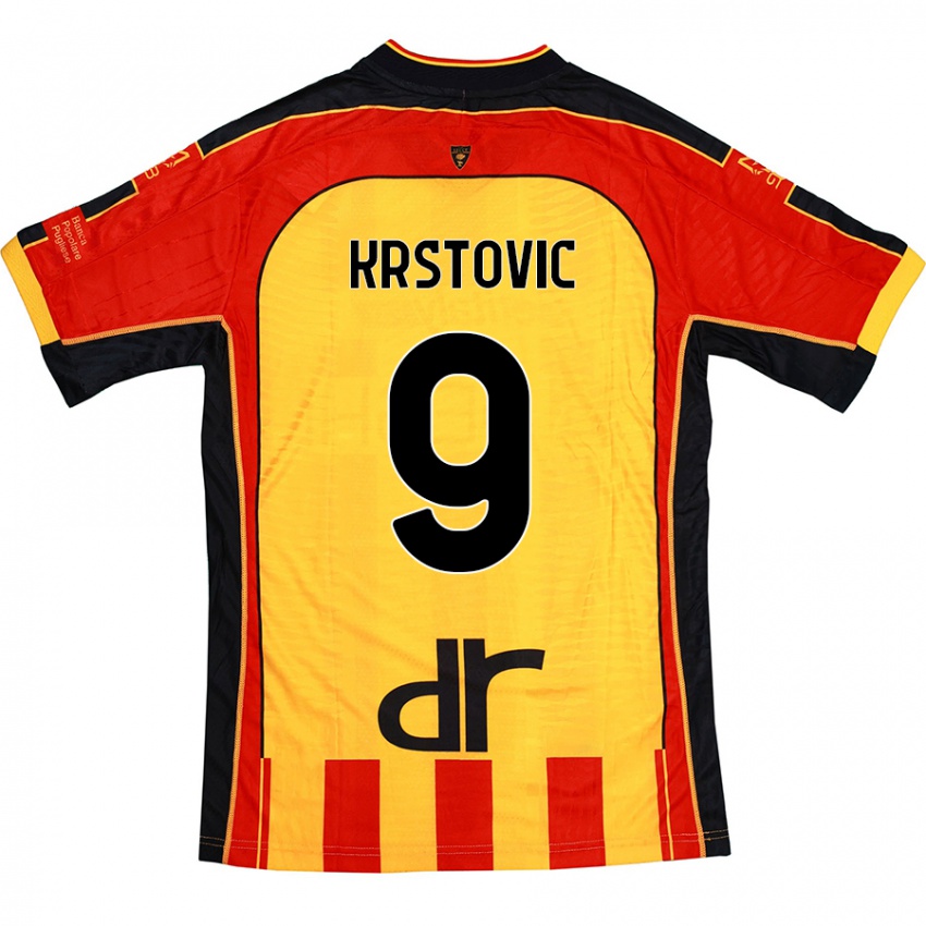 Kinderen Nikola Krstovic #9 Geel Rood Thuisshirt Thuistenue 2024/25 T-Shirt België