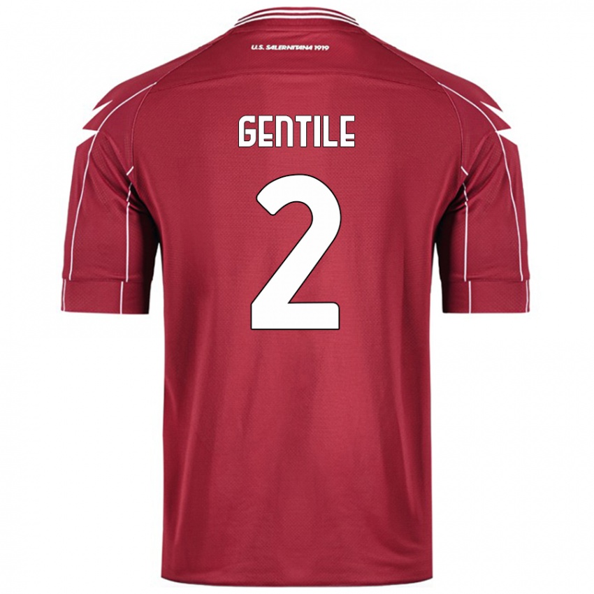 Enfant Maillot Davide Gentile #2 Bordeaux Tenues Domicile 2024/25 T-Shirt Belgique