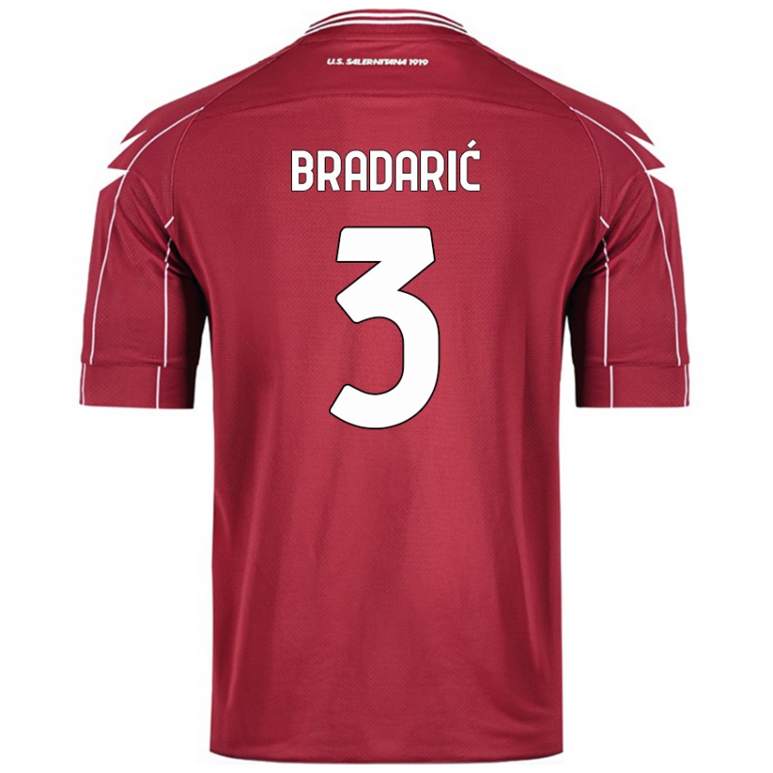 Enfant Maillot Domagoj Bradarić #3 Bordeaux Tenues Domicile 2024/25 T-Shirt Belgique