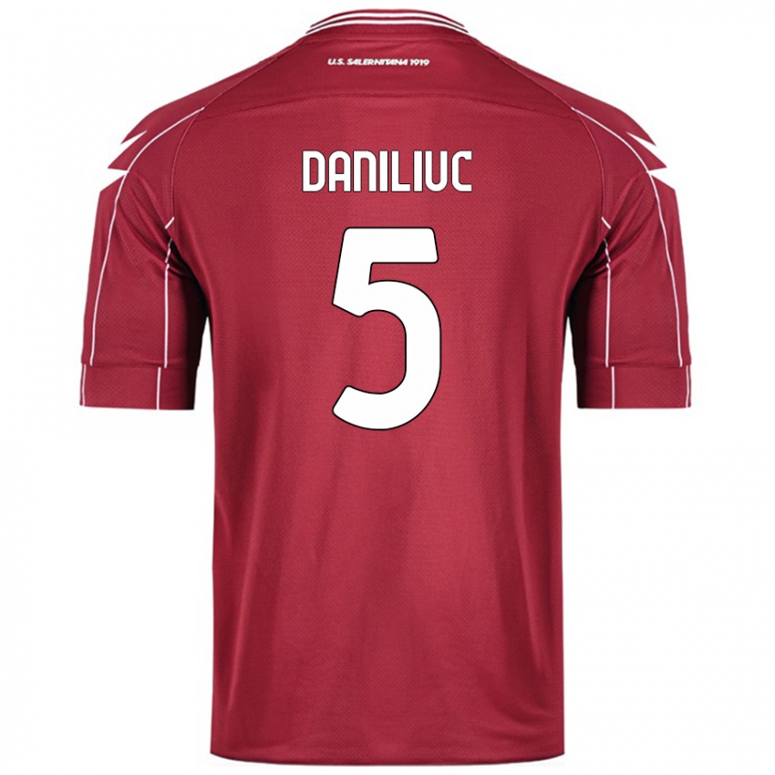 Enfant Maillot Flavius Daniliuc #5 Bordeaux Tenues Domicile 2024/25 T-Shirt Belgique