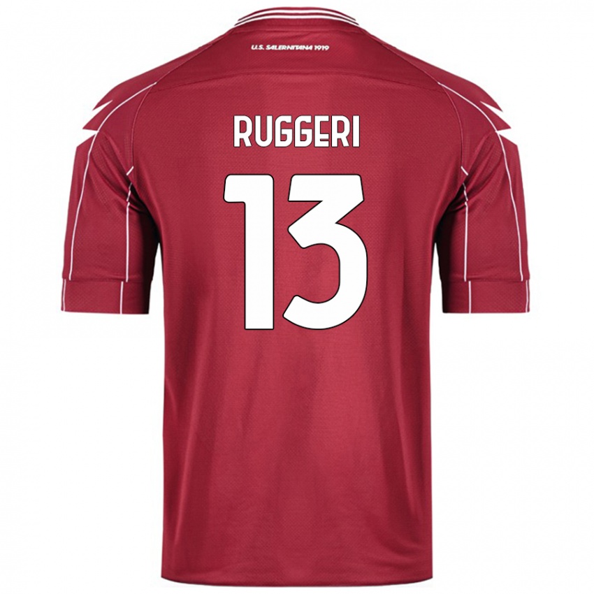 Enfant Maillot Fabio Ruggeri #13 Bordeaux Tenues Domicile 2024/25 T-Shirt Belgique