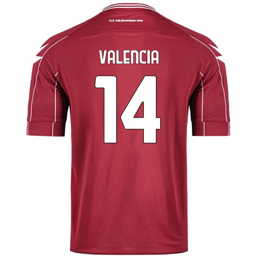 Enfant Maillot Diego Valencia #14 Bordeaux Tenues Domicile 2024/25 T-Shirt Belgique