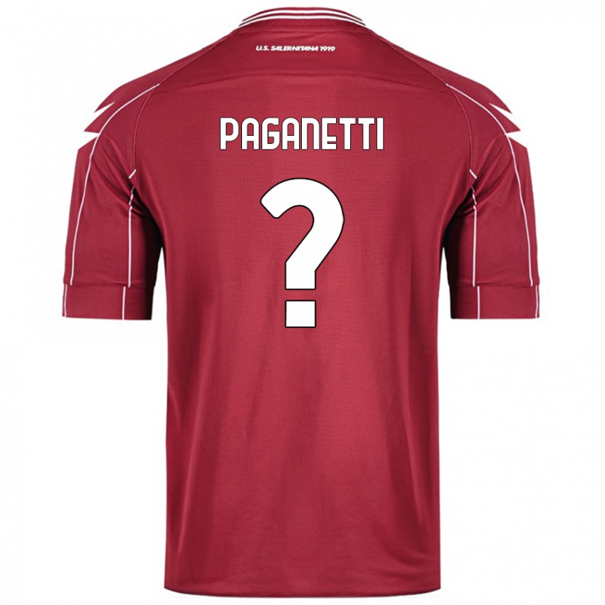 Enfant Maillot Giacomo Paganetti #0 Bordeaux Tenues Domicile 2024/25 T-Shirt Belgique