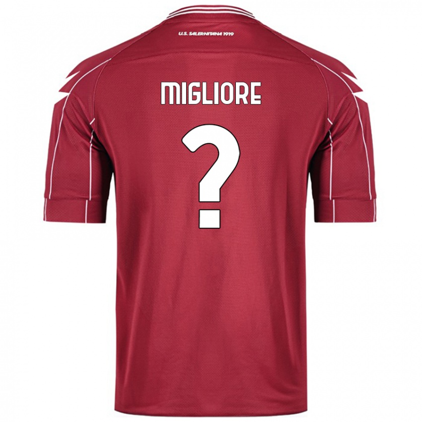 Enfant Maillot Lorenzo Migliore #0 Bordeaux Tenues Domicile 2024/25 T-Shirt Belgique