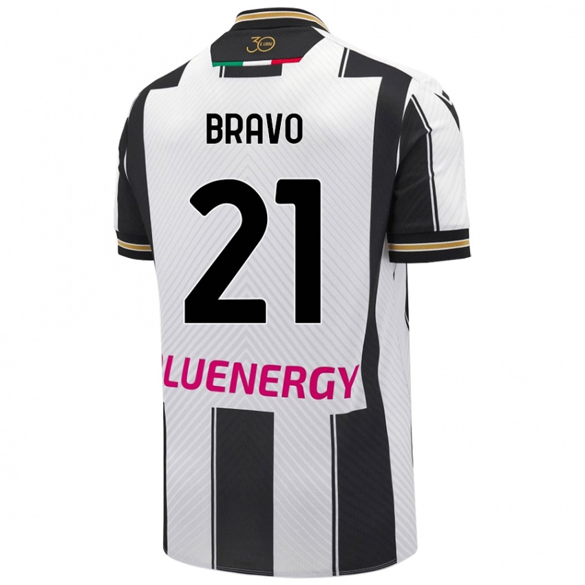 Enfant Maillot Iker Bravo #21 Blanc Noir Tenues Domicile 2024/25 T-Shirt Belgique