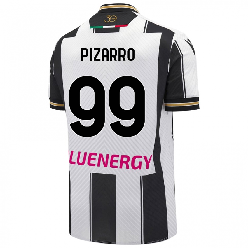 Enfant Maillot Damián Pizarro #99 Blanc Noir Tenues Domicile 2024/25 T-Shirt Belgique