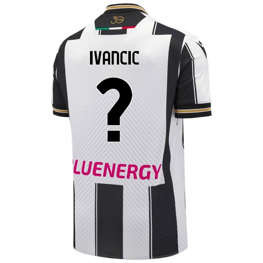 Enfant Maillot Val Ivancic #0 Blanc Noir Tenues Domicile 2024/25 T-Shirt Belgique