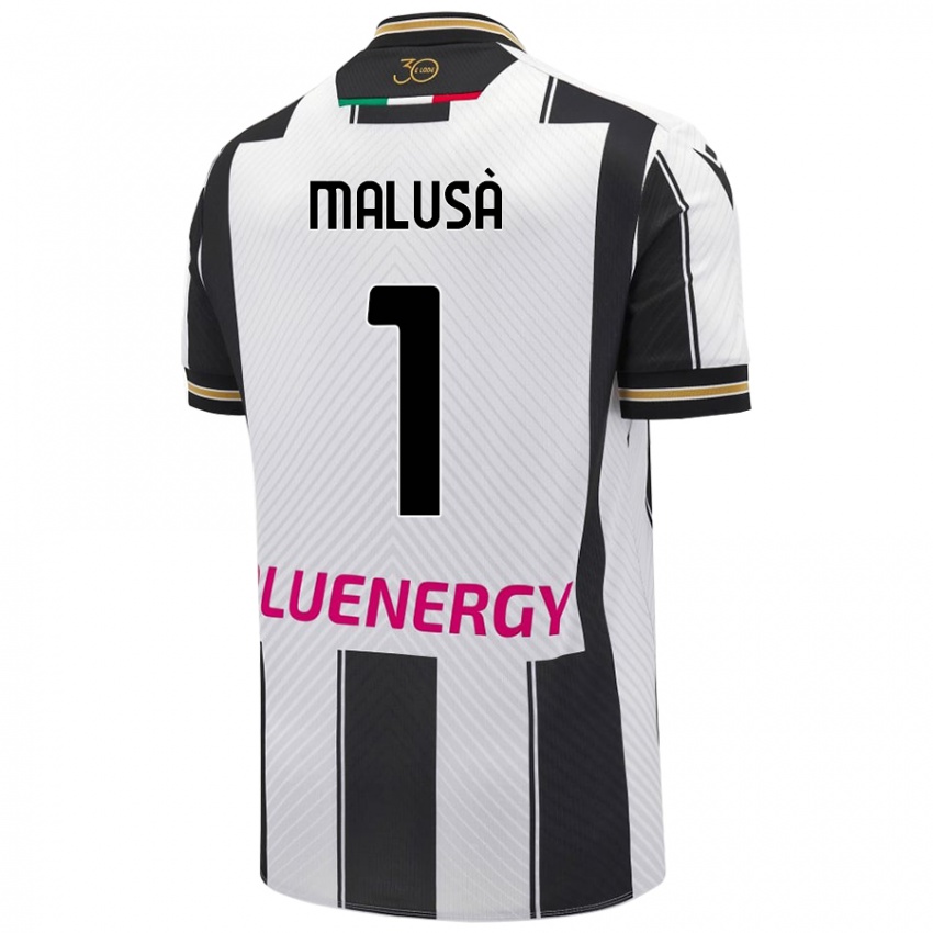 Enfant Maillot Joel Malusà #1 Blanc Noir Tenues Domicile 2024/25 T-Shirt Belgique