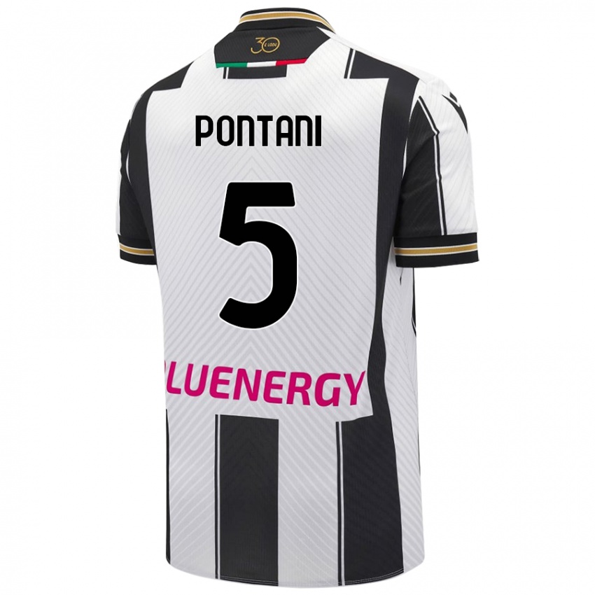 Enfant Maillot Leonardo Pontani #5 Blanc Noir Tenues Domicile 2024/25 T-Shirt Belgique