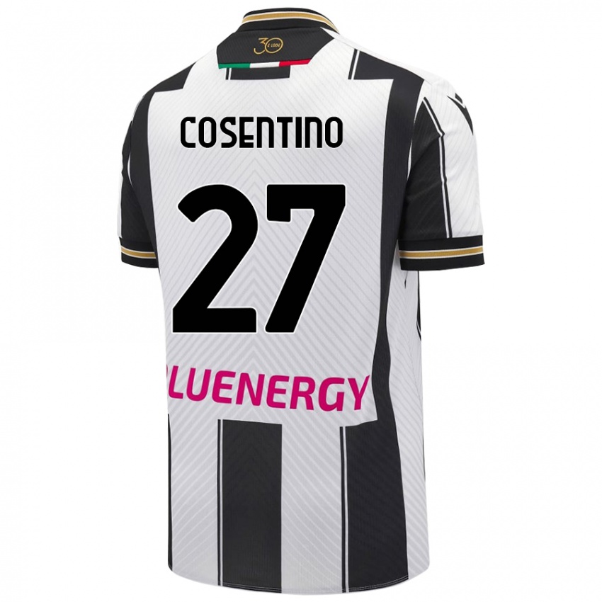 Enfant Maillot Sergio Cosentino #27 Blanc Noir Tenues Domicile 2024/25 T-Shirt Belgique