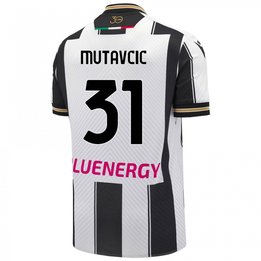 Enfant Maillot Jan Mutavcic #31 Blanc Noir Tenues Domicile 2024/25 T-Shirt Belgique