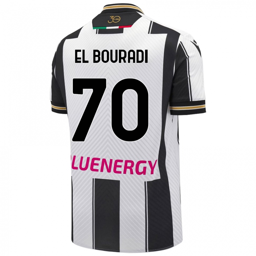 Enfant Maillot Walid El Bouradi #70 Blanc Noir Tenues Domicile 2024/25 T-Shirt Belgique