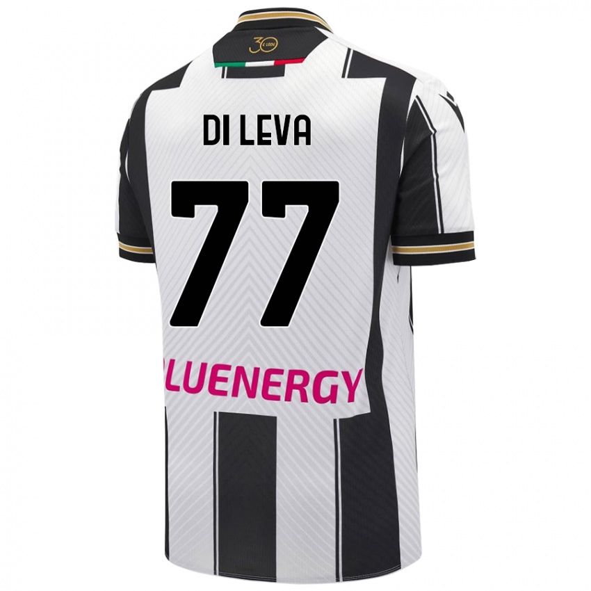 Enfant Maillot Vincenzo Di Leva #77 Blanc Noir Tenues Domicile 2024/25 T-Shirt Belgique