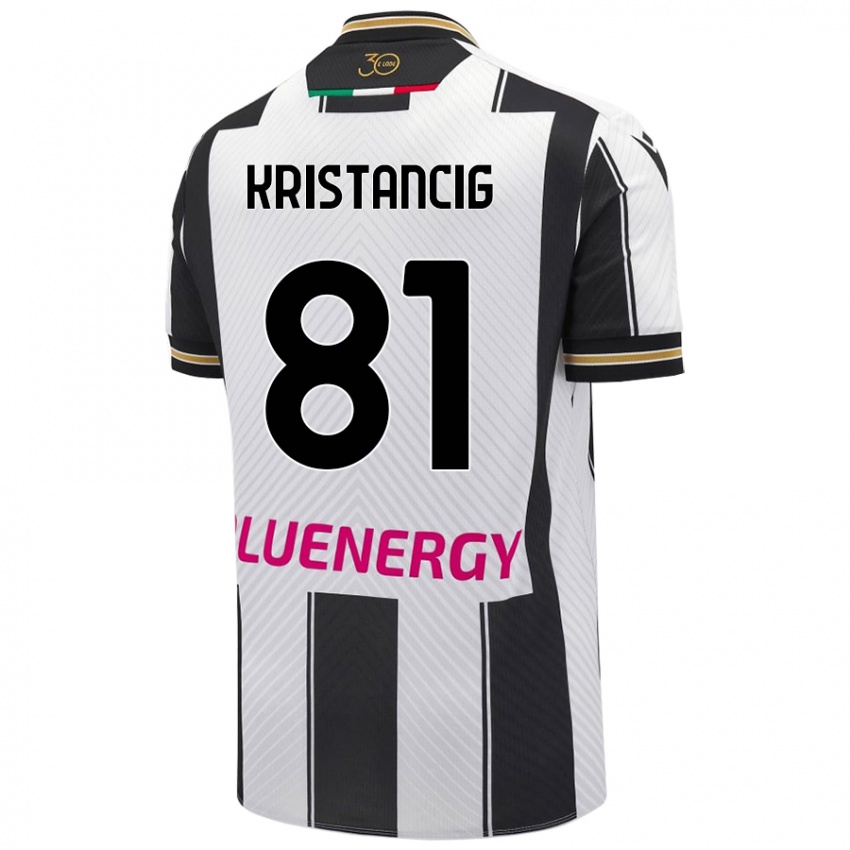 Enfant Maillot Luca Kristancig #81 Blanc Noir Tenues Domicile 2024/25 T-Shirt Belgique