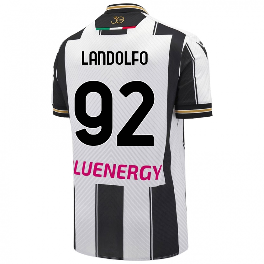 Enfant Maillot Tommaso Landolfo #92 Blanc Noir Tenues Domicile 2024/25 T-Shirt Belgique