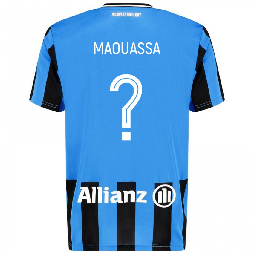 Enfant Maillot Faitout Maouassa #0 Bleu Ciel Noir Tenues Domicile 2024/25 T-Shirt Belgique