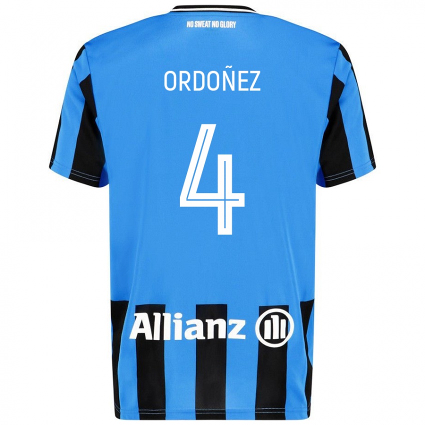 Enfant Maillot Joel Ordóñez #4 Bleu Ciel Noir Tenues Domicile 2024/25 T-Shirt Belgique