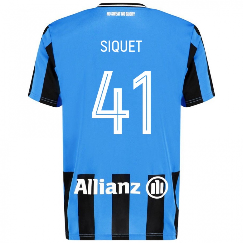 Enfant Maillot Hugo Siquet #41 Bleu Ciel Noir Tenues Domicile 2024/25 T-Shirt Belgique