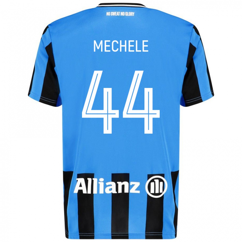 Enfant Maillot Brandon Mechele #44 Bleu Ciel Noir Tenues Domicile 2024/25 T-Shirt Belgique