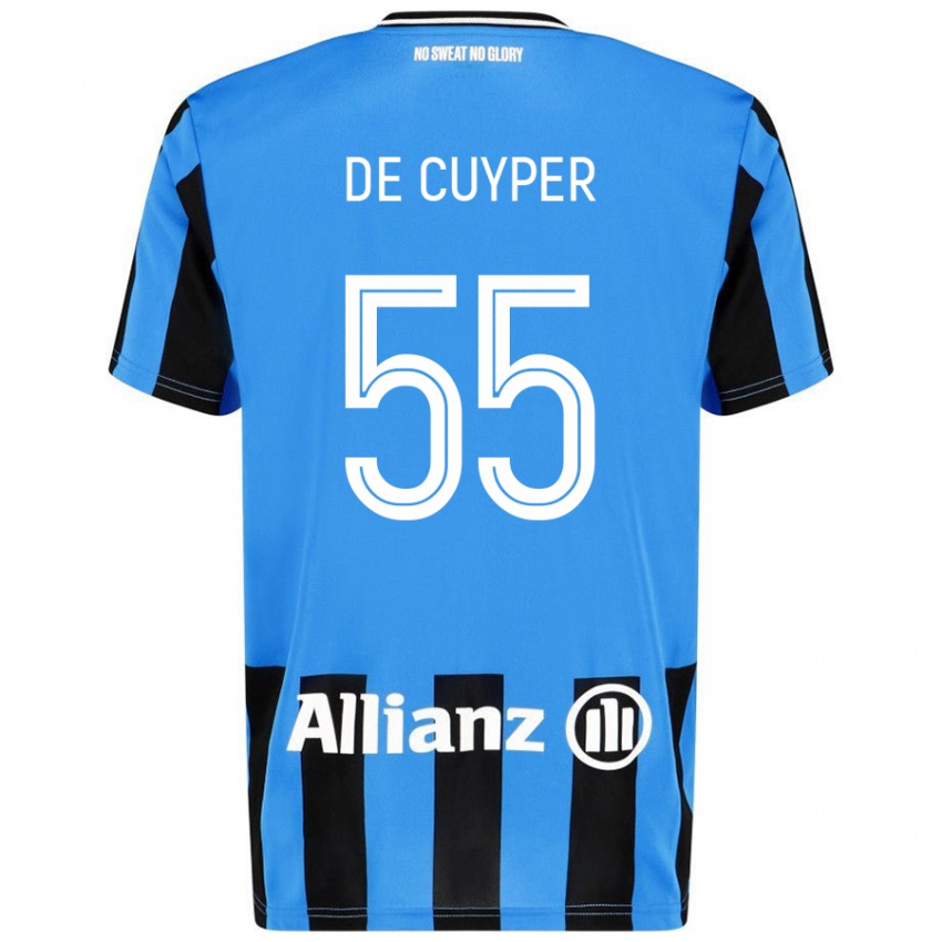 Enfant Maillot Maxim De Cuyper #55 Bleu Ciel Noir Tenues Domicile 2024/25 T-Shirt Belgique