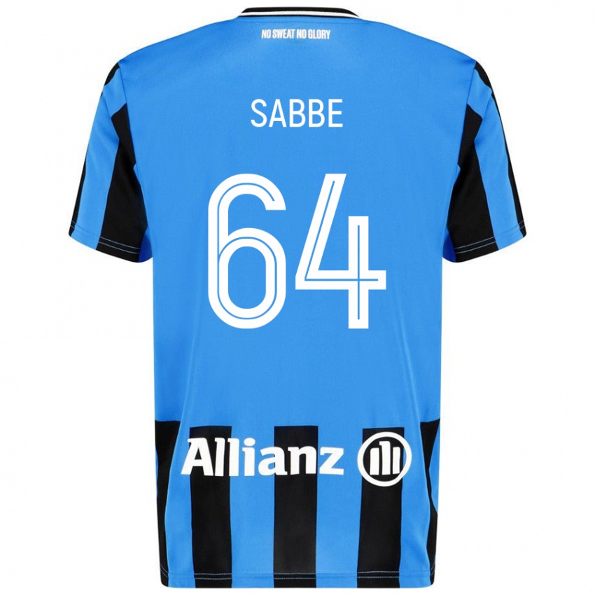 Enfant Maillot Kyriani Sabbe #64 Bleu Ciel Noir Tenues Domicile 2024/25 T-Shirt Belgique