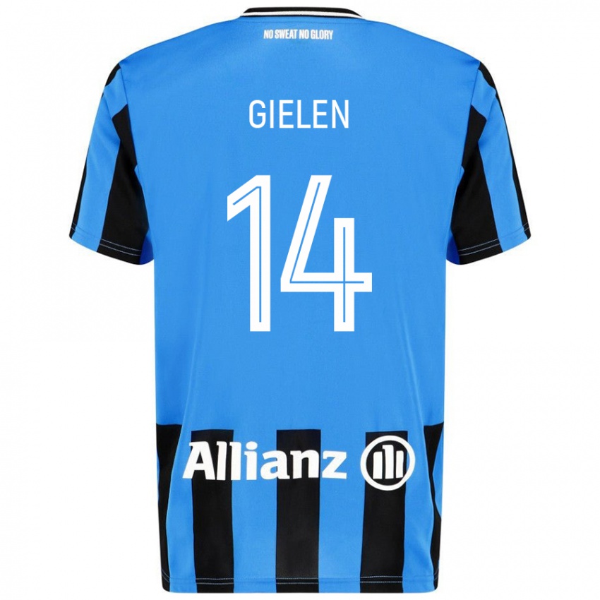 Enfant Maillot Sterre Gielen #14 Bleu Ciel Noir Tenues Domicile 2024/25 T-Shirt Belgique