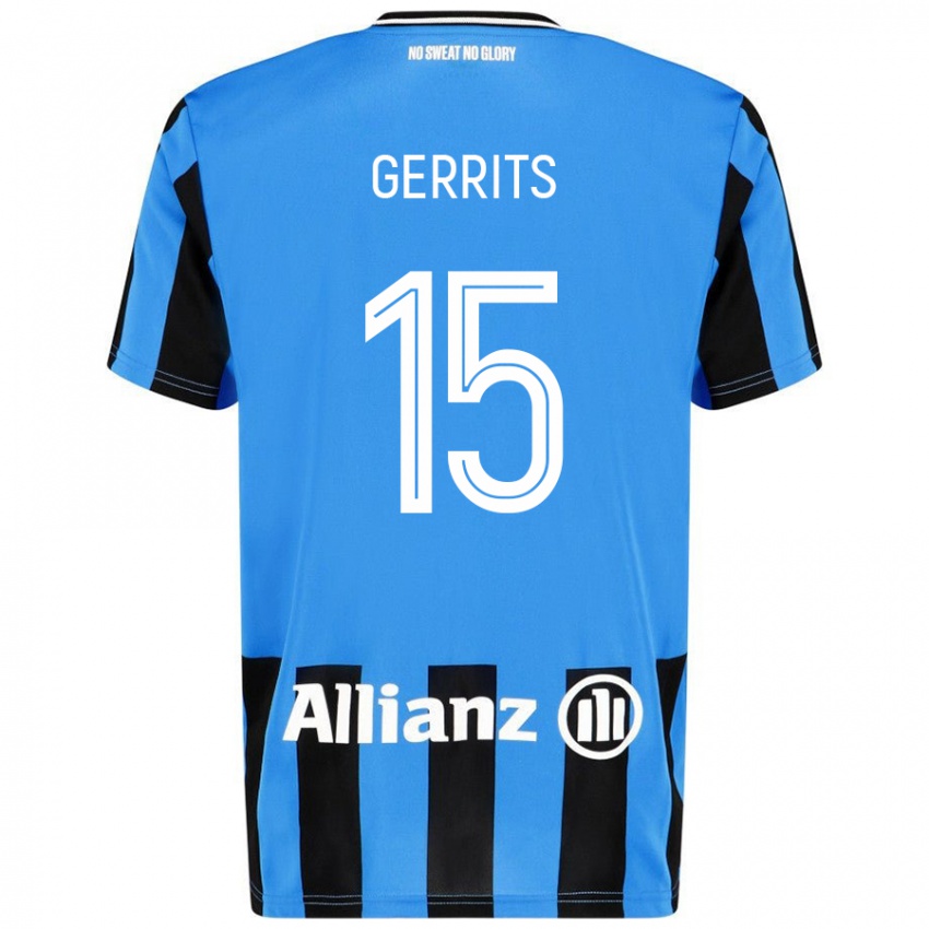 Enfant Maillot Melanie Gerrits #15 Bleu Ciel Noir Tenues Domicile 2024/25 T-Shirt Belgique