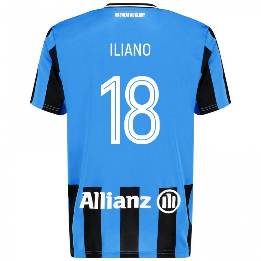 Enfant Maillot Isabelle Iliano #18 Bleu Ciel Noir Tenues Domicile 2024/25 T-Shirt Belgique