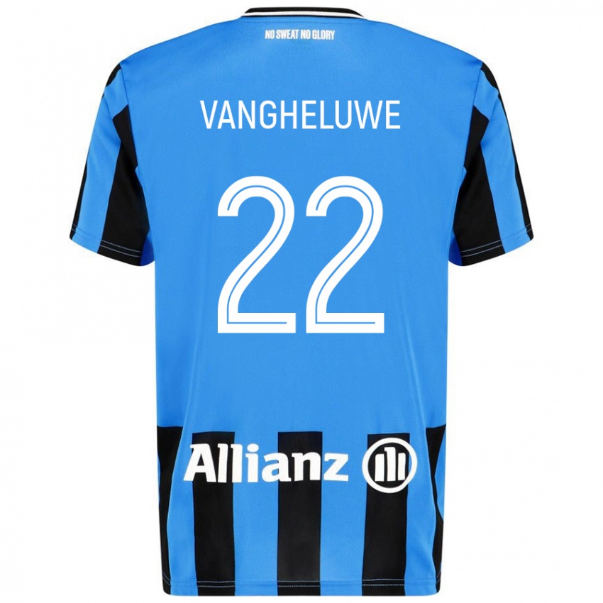 Enfant Maillot Jody Vangheluwe #22 Bleu Ciel Noir Tenues Domicile 2024/25 T-Shirt Belgique