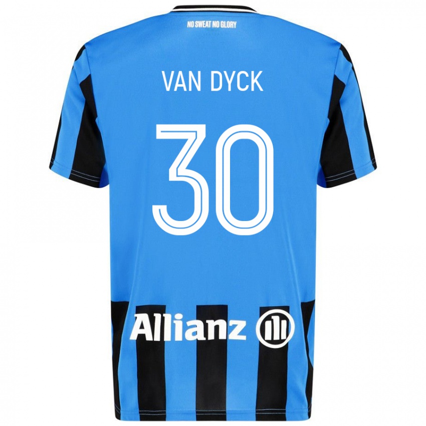 Enfant Maillot Nell Van Dyck #30 Bleu Ciel Noir Tenues Domicile 2024/25 T-Shirt Belgique