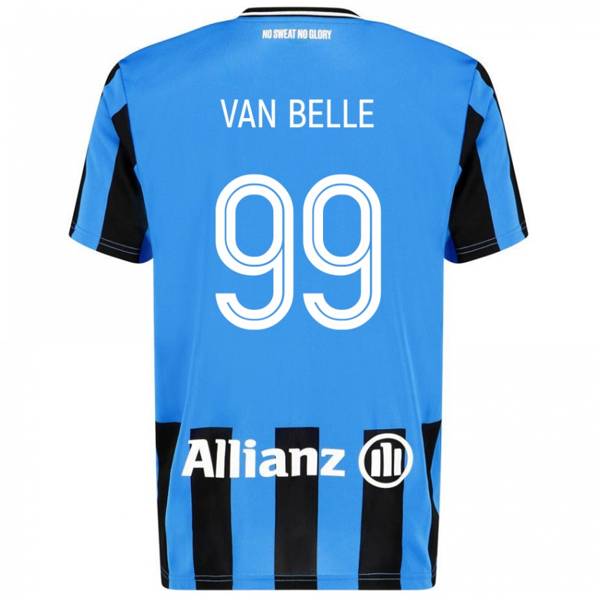 Enfant Maillot Lyndsey Van Belle #99 Bleu Ciel Noir Tenues Domicile 2024/25 T-Shirt Belgique