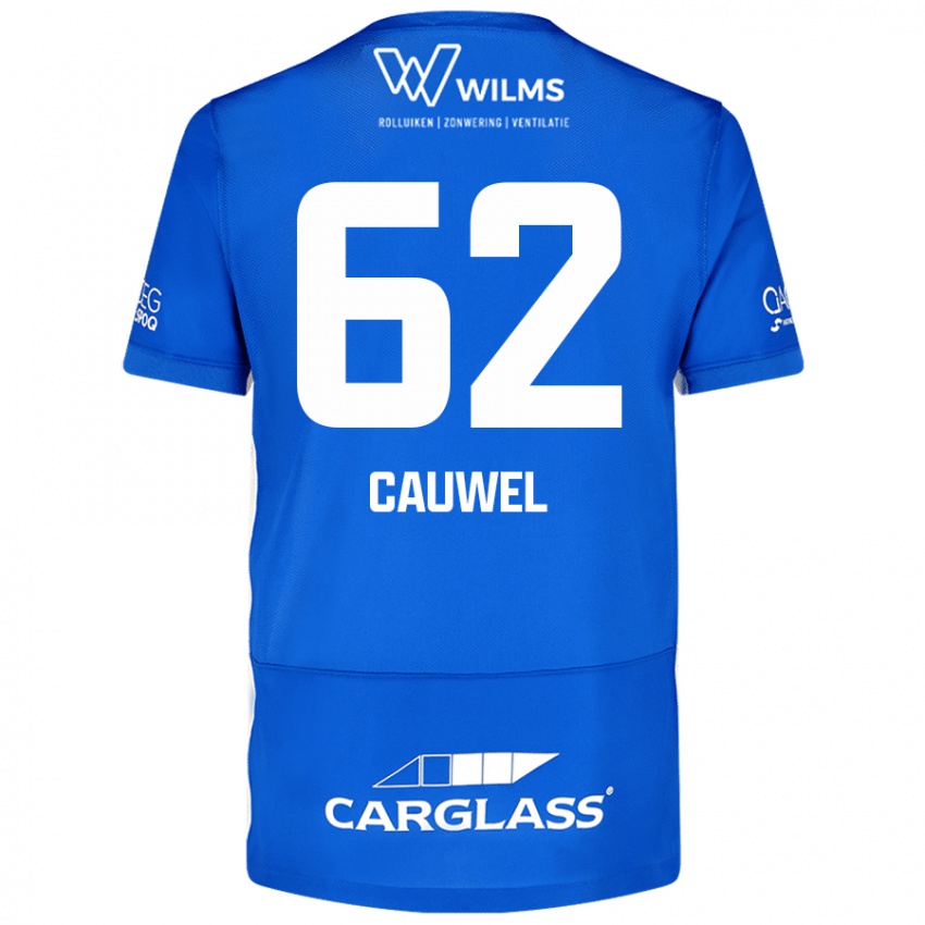 Enfant Maillot Michiel Cauwel #62 Bleu Tenues Domicile 2024/25 T-Shirt Belgique