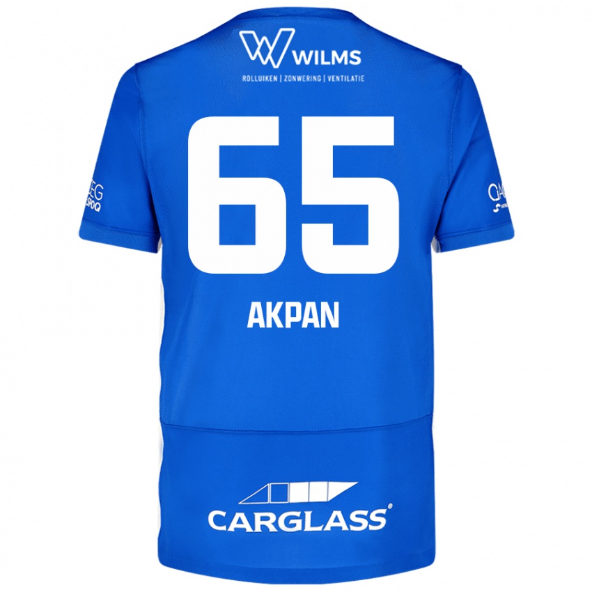 Enfant Maillot Christian Akpan #65 Bleu Tenues Domicile 2024/25 T-Shirt Belgique