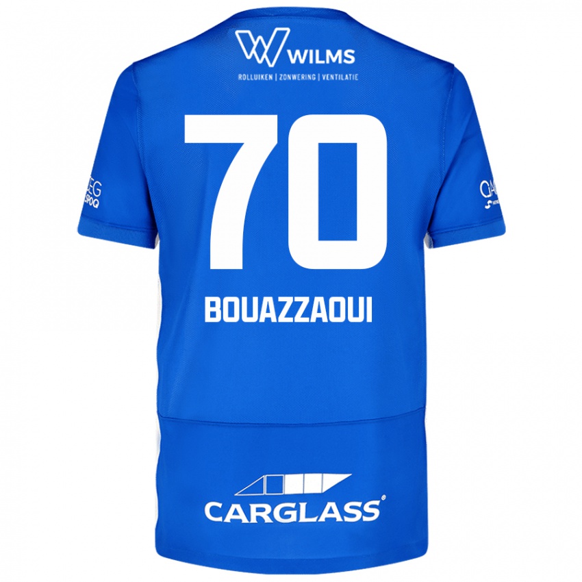 Enfant Maillot Ilyas Bouazzaoui #70 Bleu Tenues Domicile 2024/25 T-Shirt Belgique